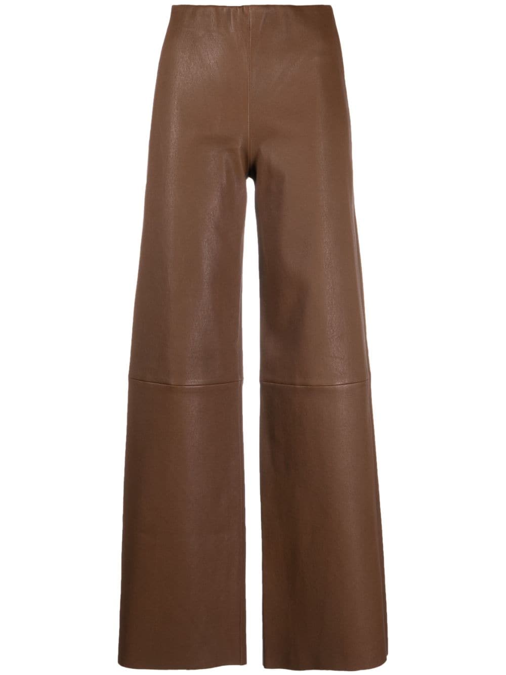 Leather Flare Leg Pants 20020-02 Beige 20020-02