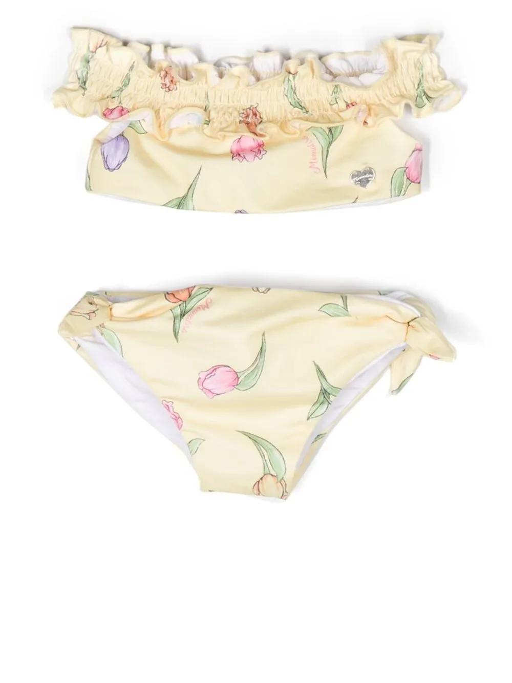 Monnalisa Babies' Floral-print Bikini Set In Yellow