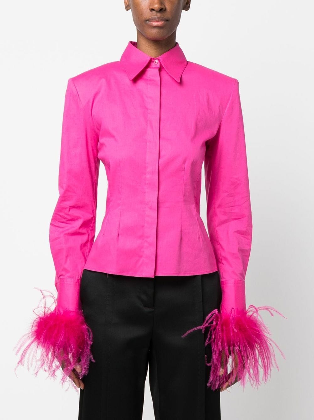 Shop Giuseppe Di Morabito Feather-trim Detail Shirt In Pink