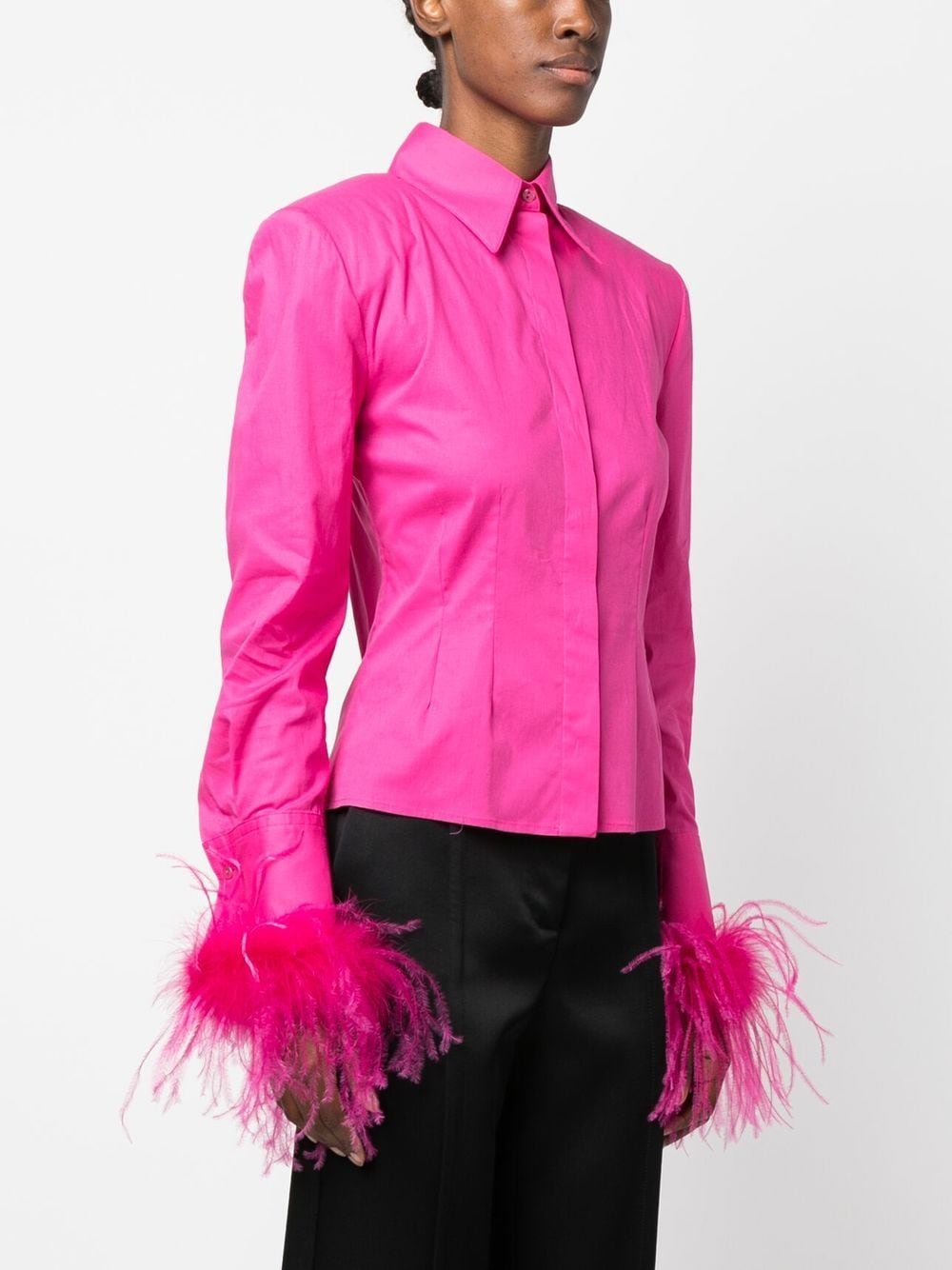 Shop Giuseppe Di Morabito Feather-trim Detail Shirt In Pink