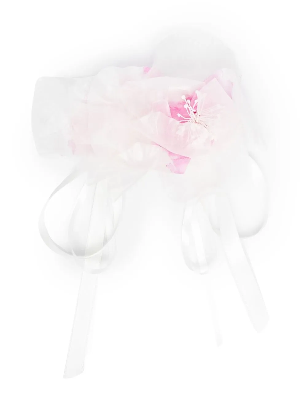 Monnalisa Kids' Floral Ribbon Hair Clip In White