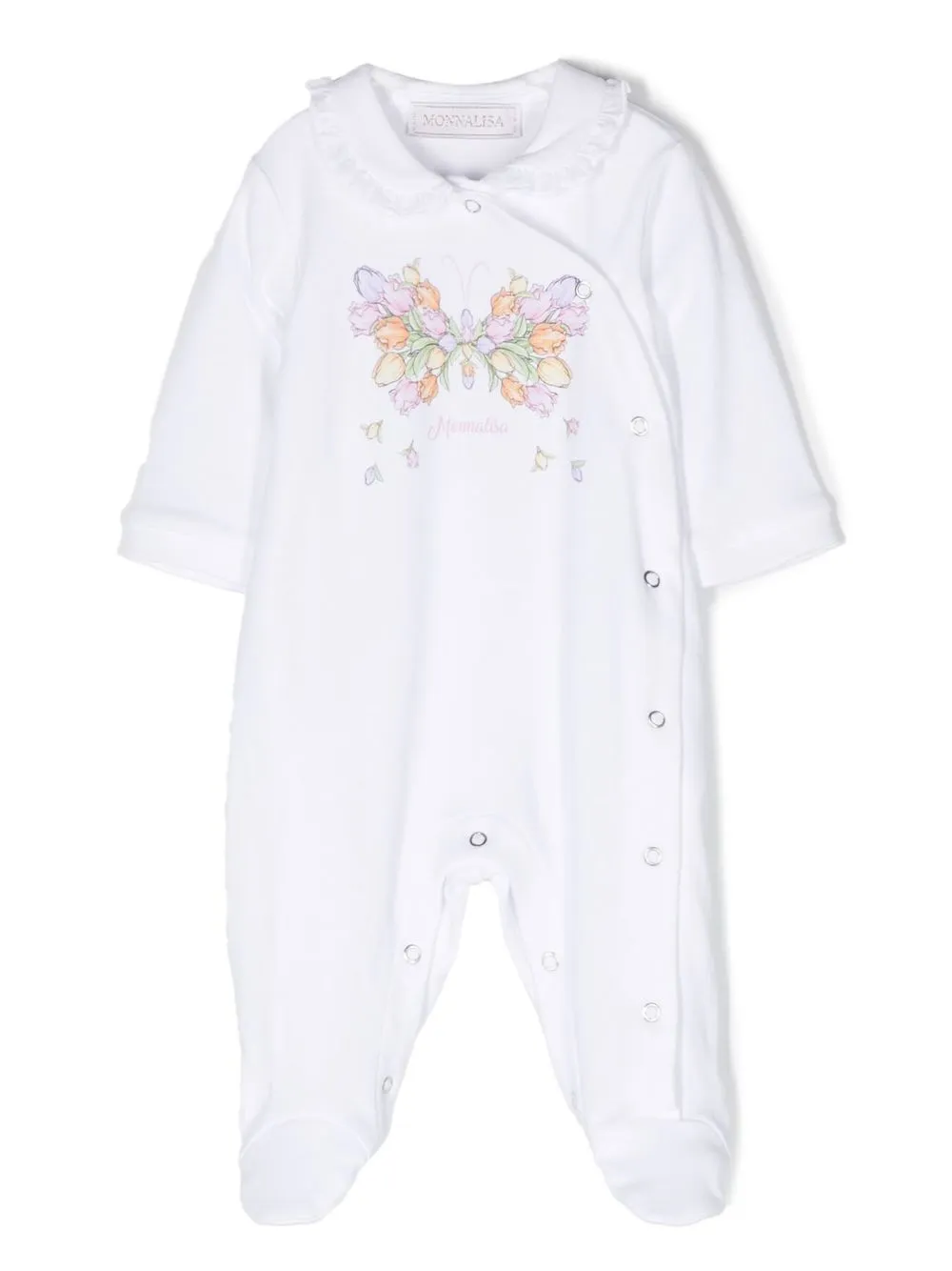 

Monnalisa romper con estampado floral y motivo de mariposas - Blanco