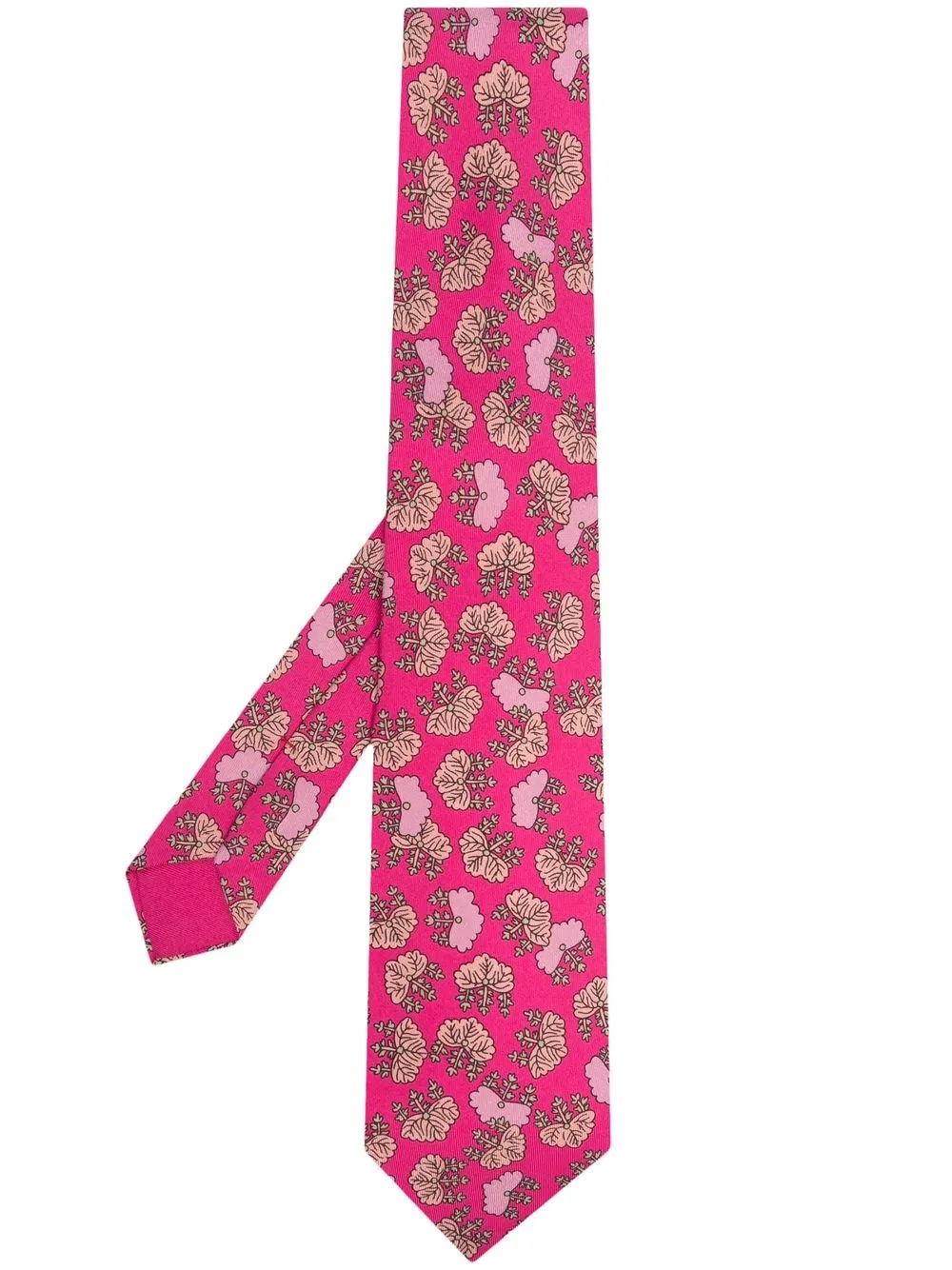 

Hermès 2000s pre-owned leaf-print silk tie - Pink