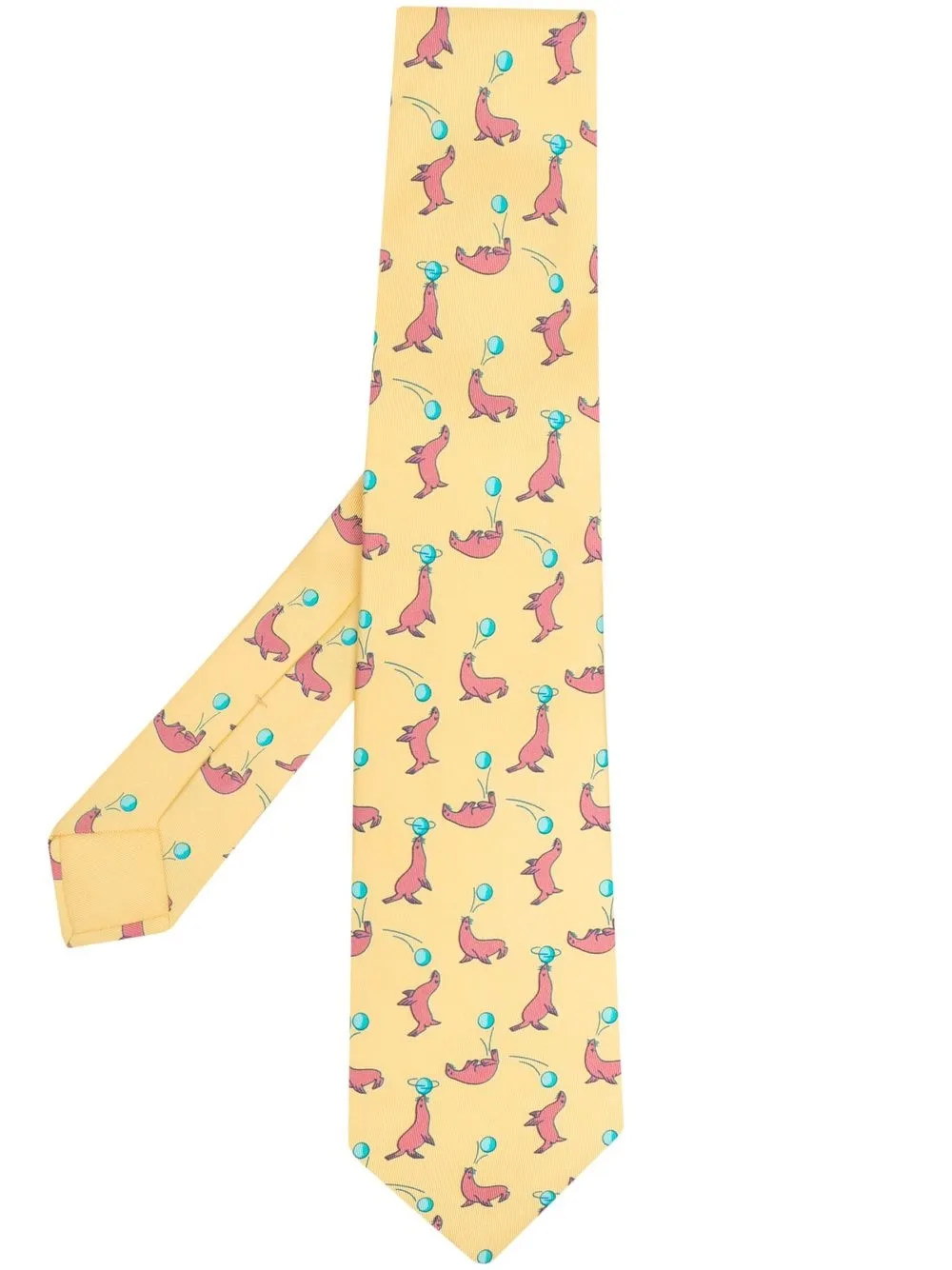 

Hermès 2000s pre-owned seal-print silk tie - Yellow