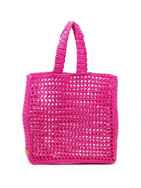 Chica straw logo-patch tote bag 