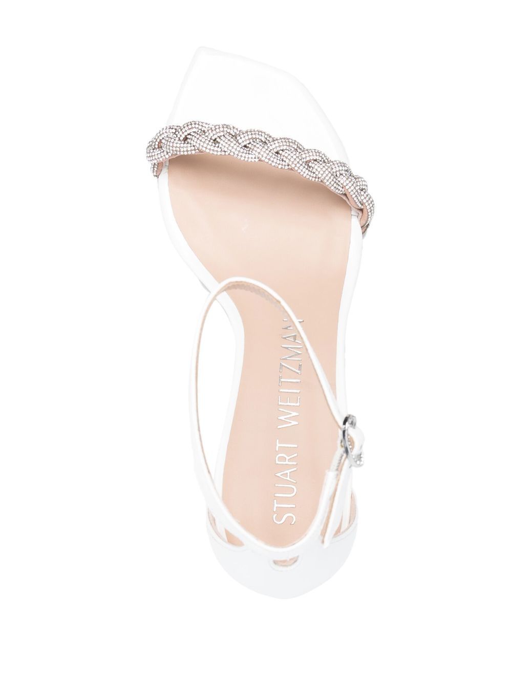 Shop Stuart Weitzman 80mm Crystal-embellished Open-toe Sandals In White