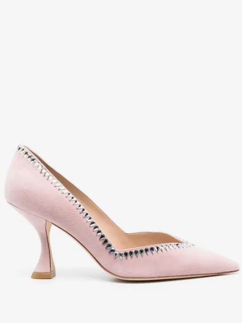 Stuart Weitzman 70mm suede crystal-embellished pumps