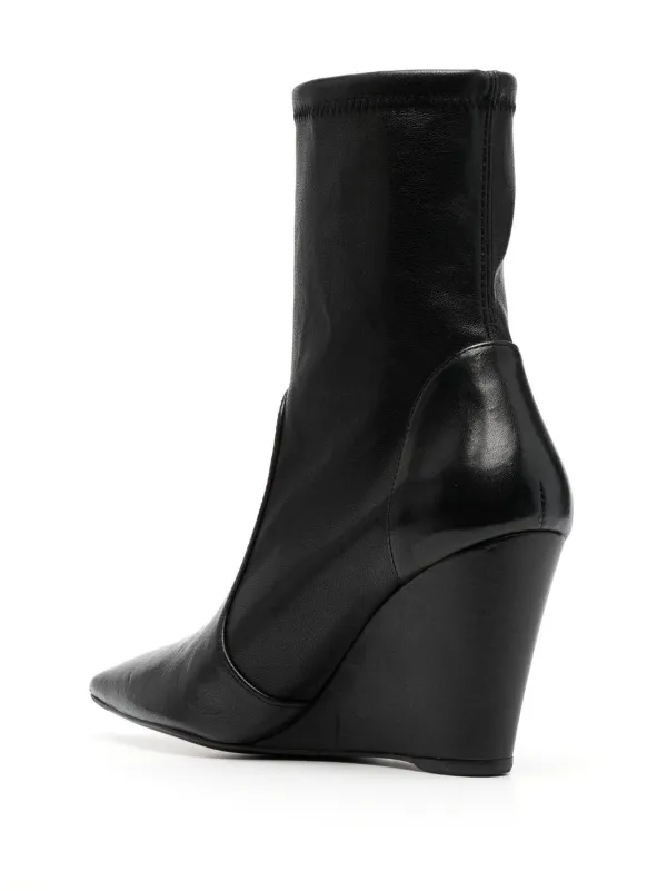 Leather wedge boots best sale