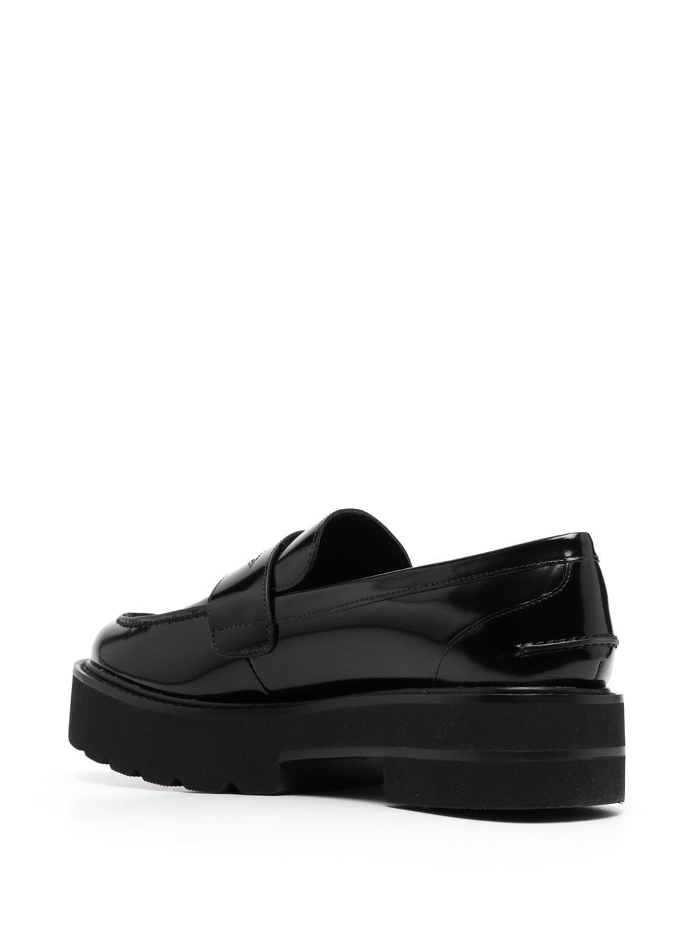 Stuart Weitzman Ultralift Calfskin Penny Loafers In Black