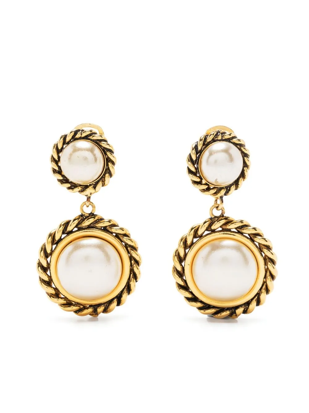 

Moschino Pre-Owned 1990s pearl drop earrings - Gold