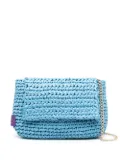 Chica straw logo-patch shoulder bag - Blue