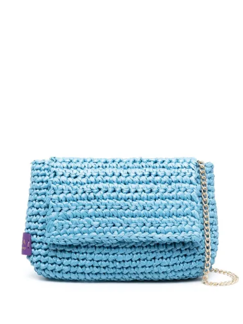 Chica straw logo-patch shoulder bag 