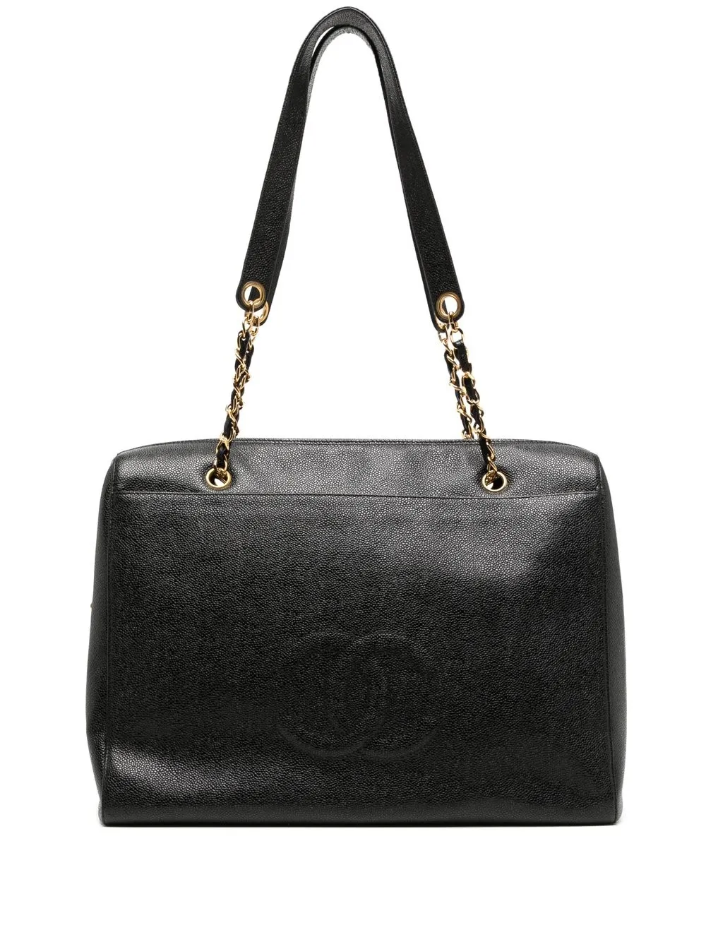 

CHANEL Pre-Owned 1998 Jumbo CC stitch zipped tote - Black