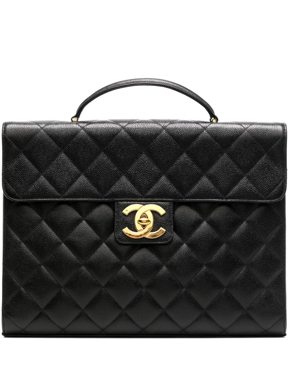 

CHANEL Pre-Owned 1998 CC diamond-quilted briefcase - Black