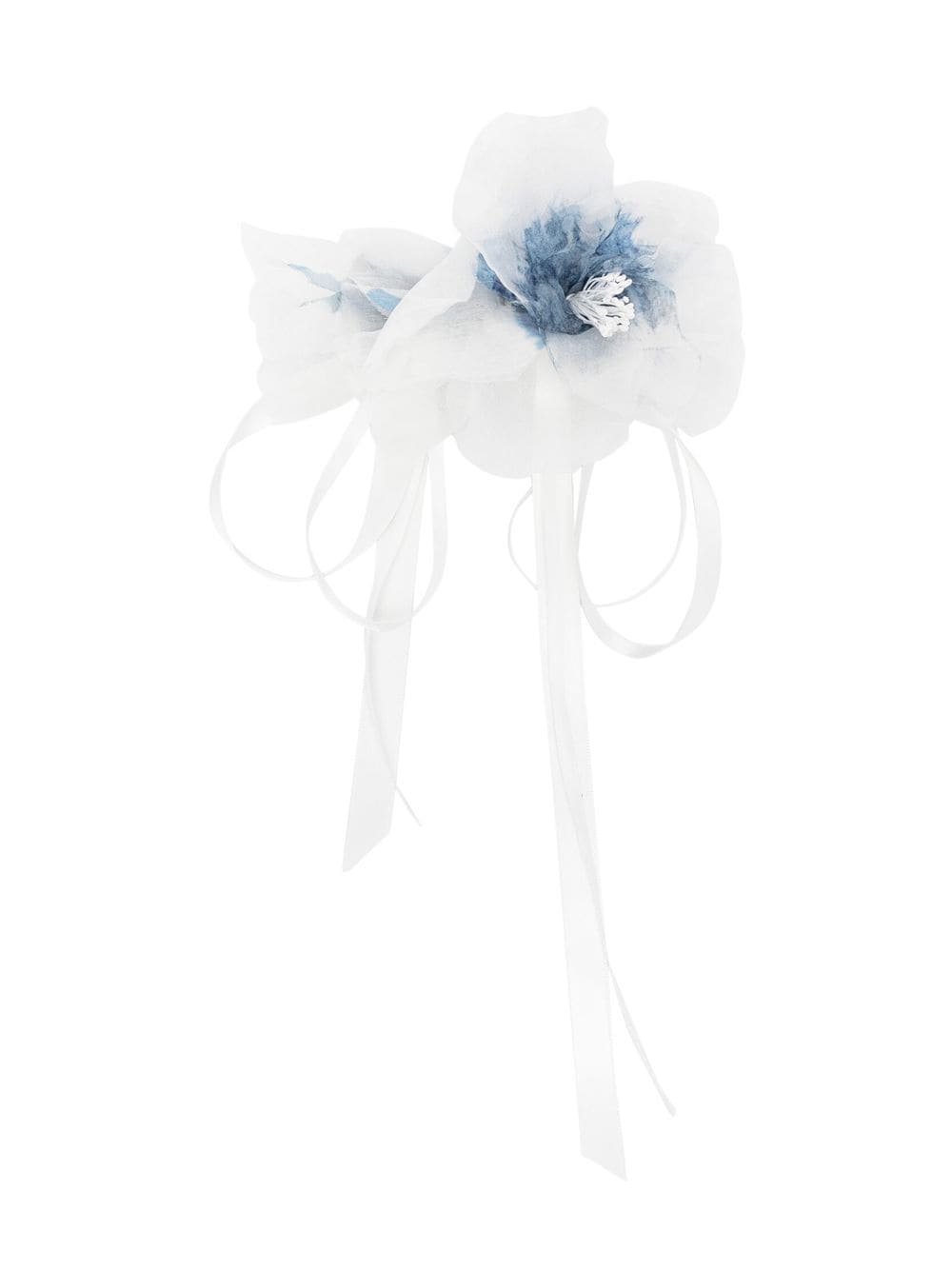 Monnalisa Kids' Floral Ribbon Hair Clip In White