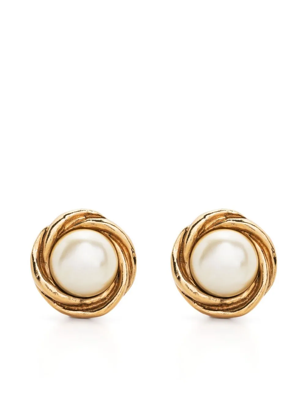 

Chanel Pre-Owned 1971-1980 faux-pearl clip-on earrings - Gold