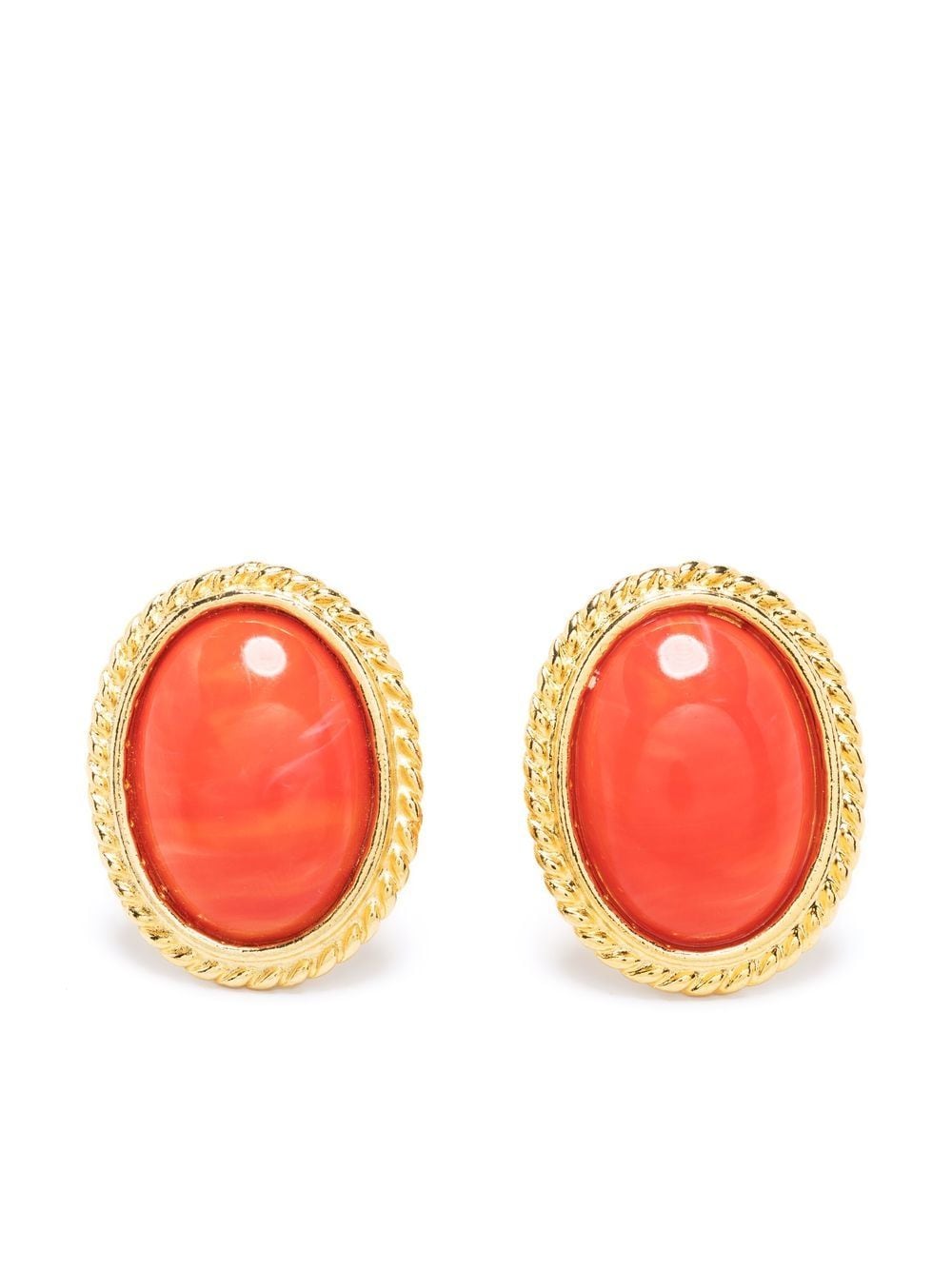 Pre-owned Valentino Garavani 1980s Oval Clip-on Earrings In Gold