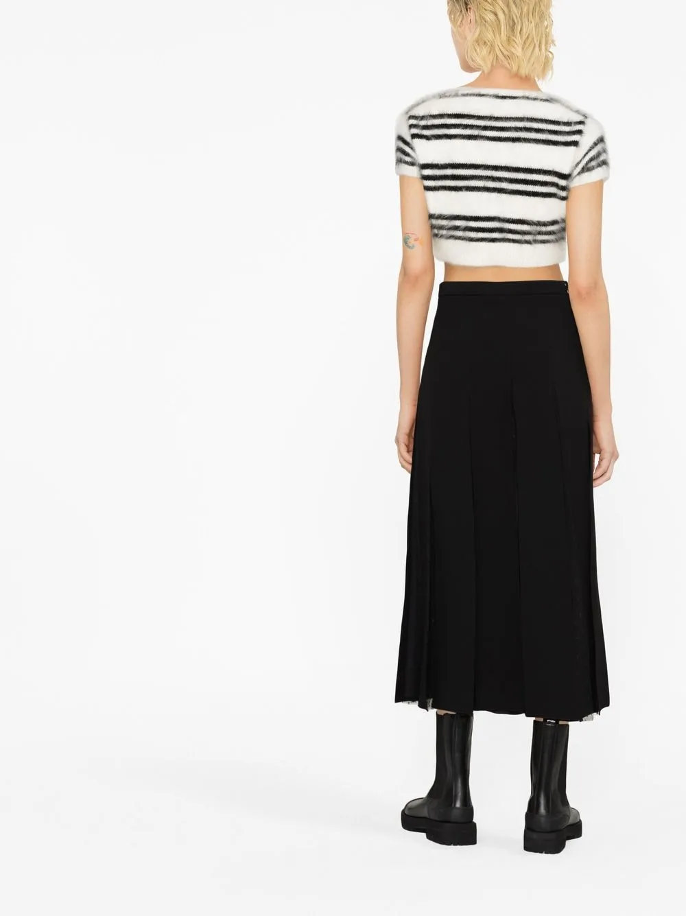 Tulle-Panelled Midi Skirt