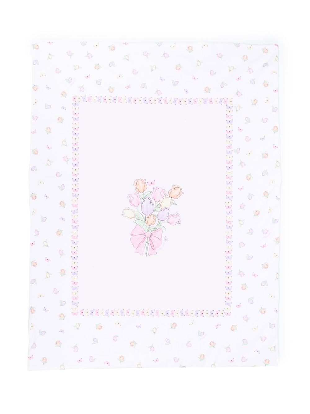 

Monnalisa floral-print cotton blanket - White