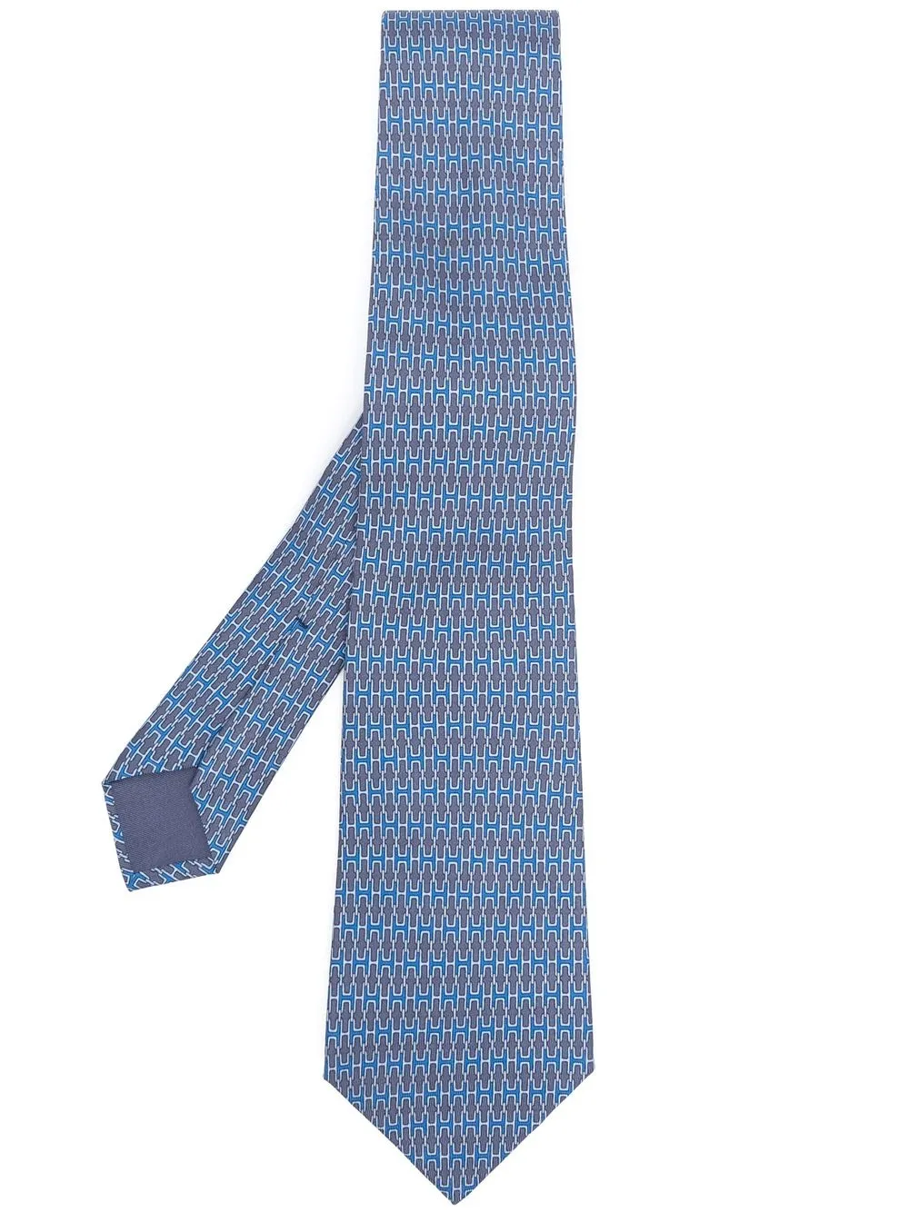 

Hermès 2000s pre-owned monogram-print silk tie - Blue
