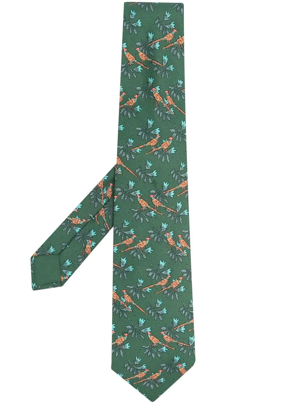 

Hermès 2000s pre-owned floral-print silk tie - Green
