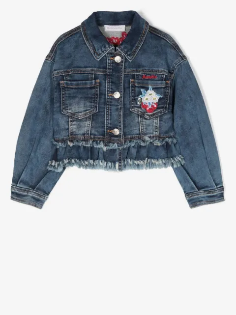 Monnalisa Cherry peplum denim jacket