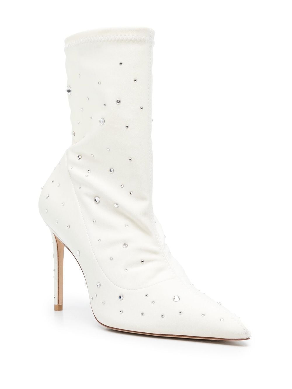 Shop Stuart Weitzman Crystal-embellished 110mm Boots In White