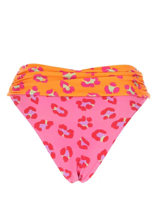 FARM Rio Animal Print Stretch Bikini Bottoms Pink FARFETCH