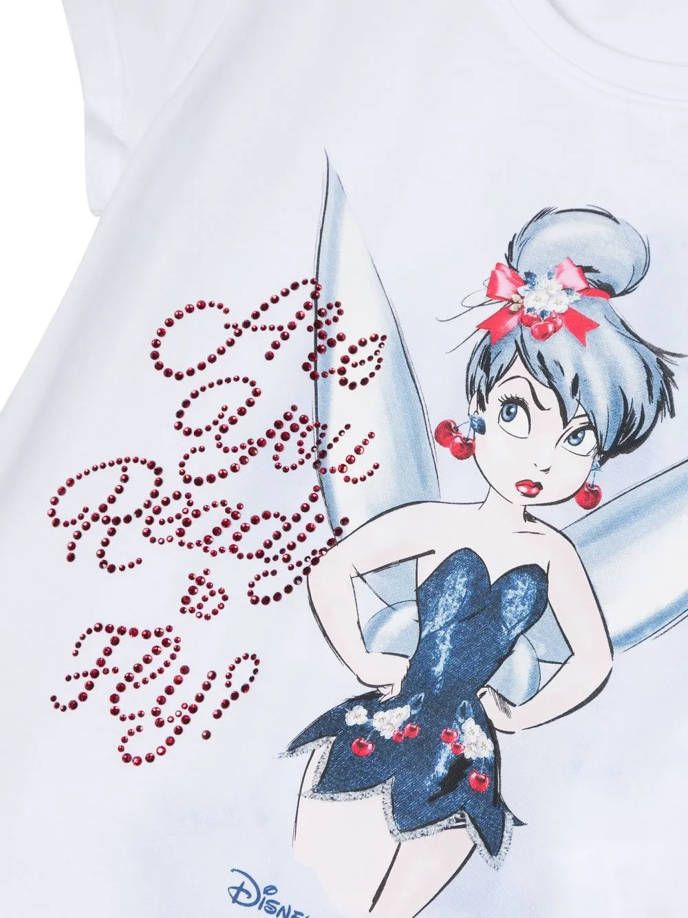 Monnalisa Graphic-print Crystal-embellished T-shirt In Weiss