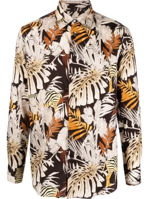 foliage-print cotton shirt