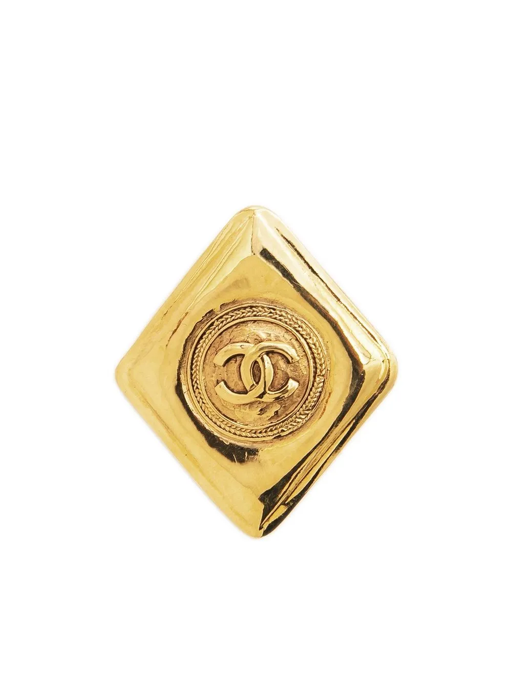 

CHANEL Pre-Owned 1990s CC-logo rhombus brooch - Gold