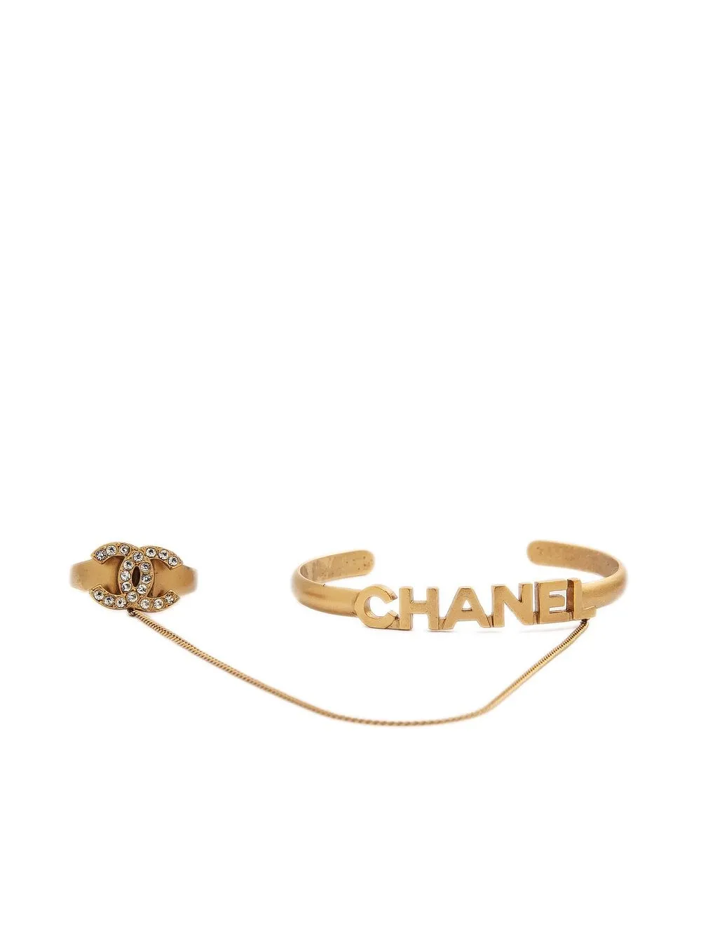 

CHANEL Pre-Owned 2001-2002 CC ring-detail cuff bracelet - Gold