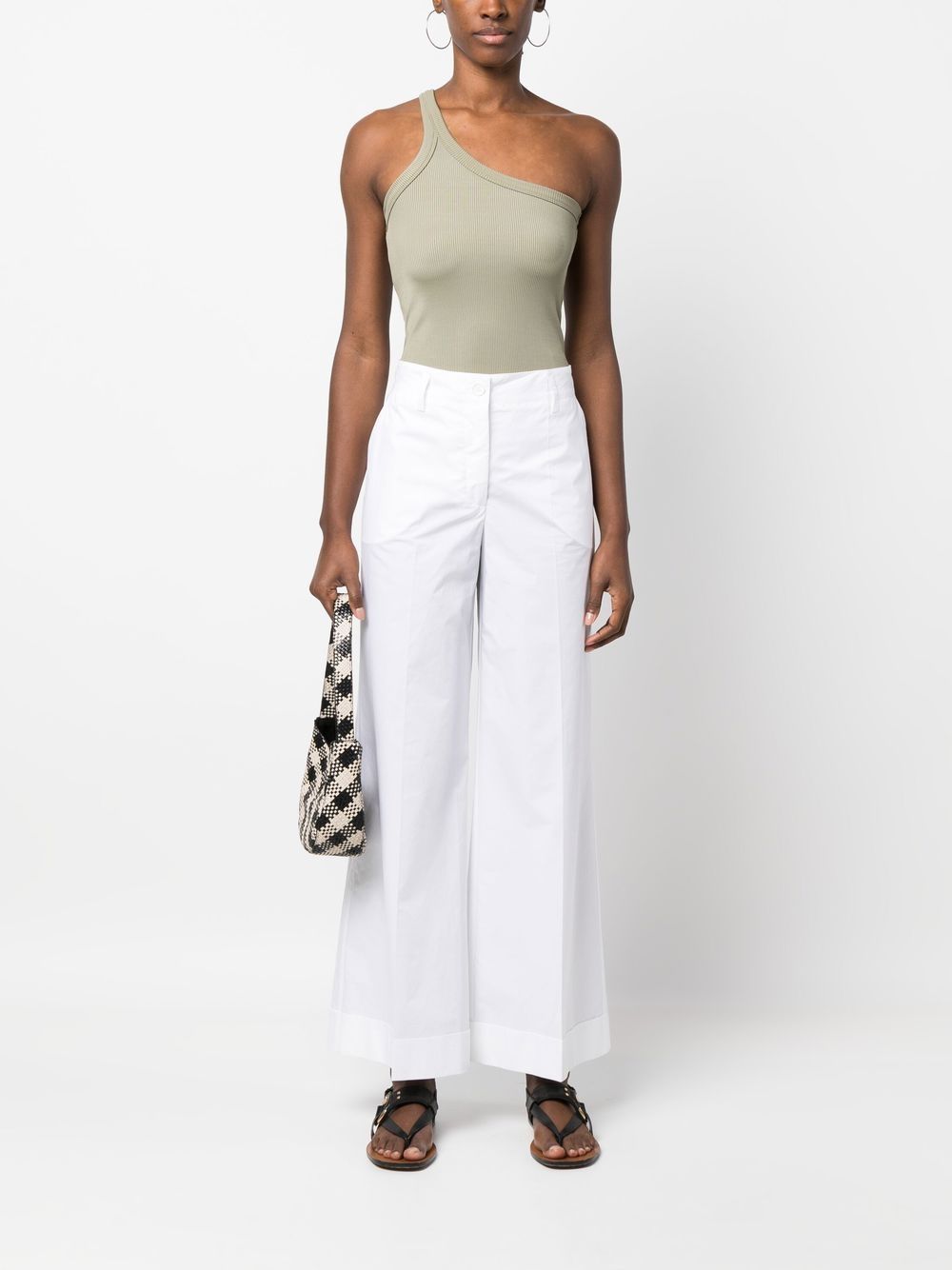 Shop P.a.r.o.s.h High-waisted Wide-leg Trousers In White