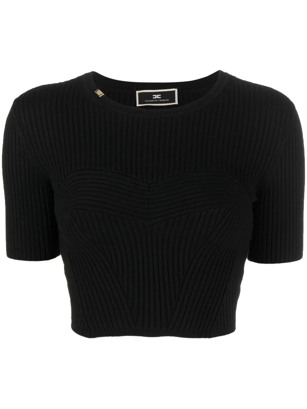 

Elisabetta Franchi ribbed-panel cropped T-shirt - Black