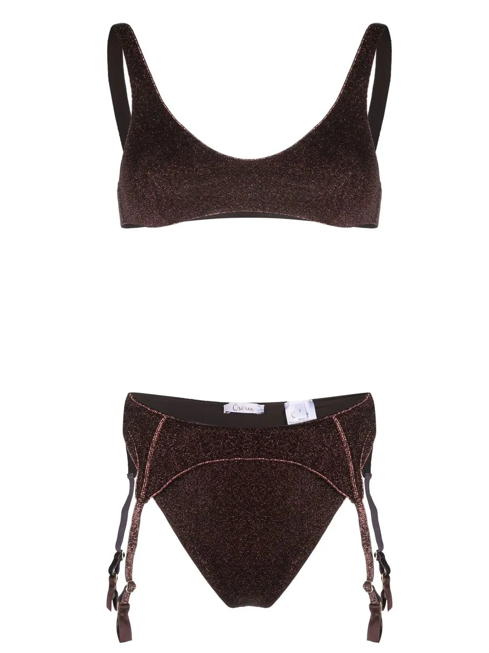 

Oséree lurex-detail two-piece bikini - Brown