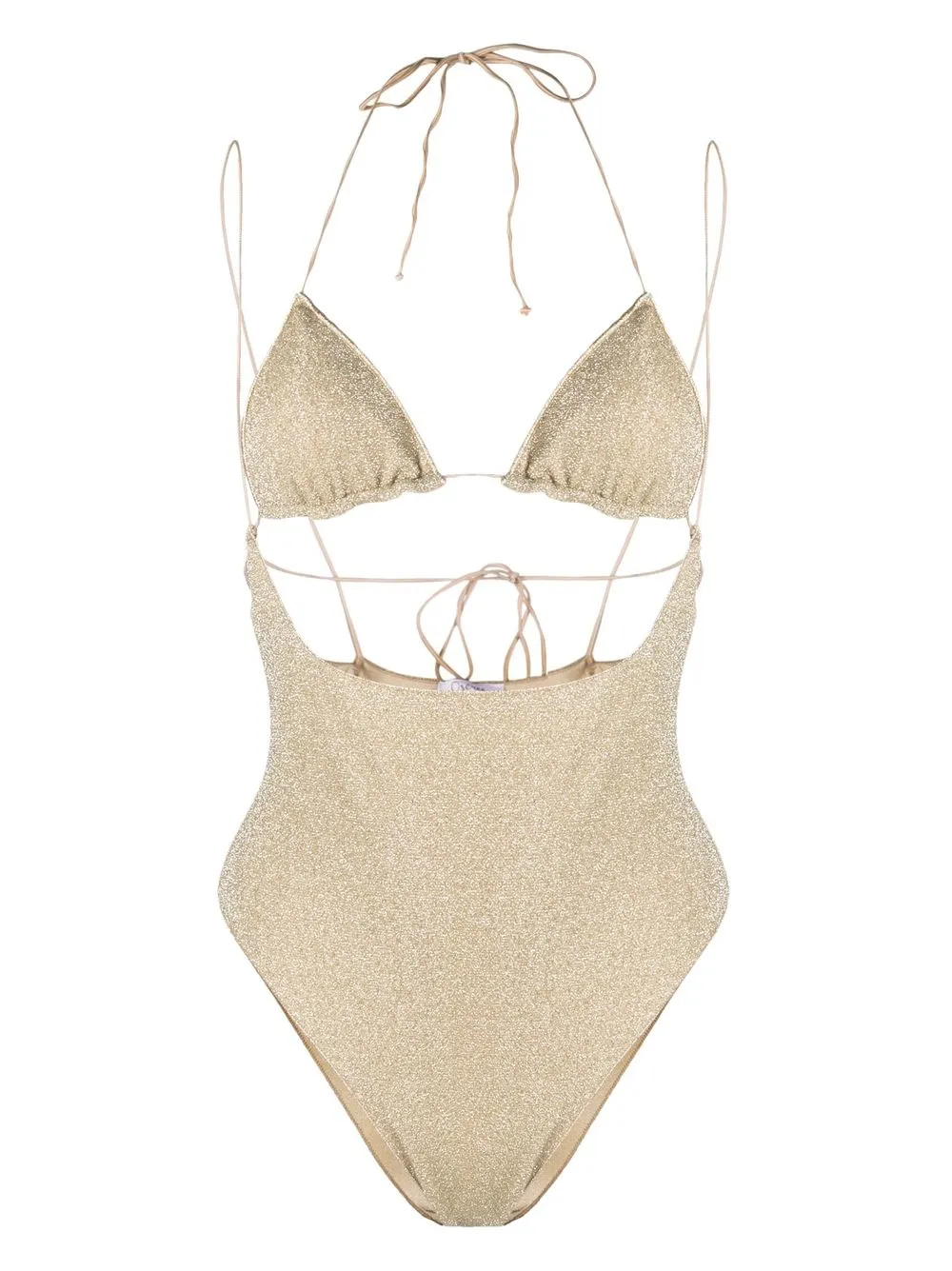 

Oséree lurex-detail halterneck swimsuit - Gold