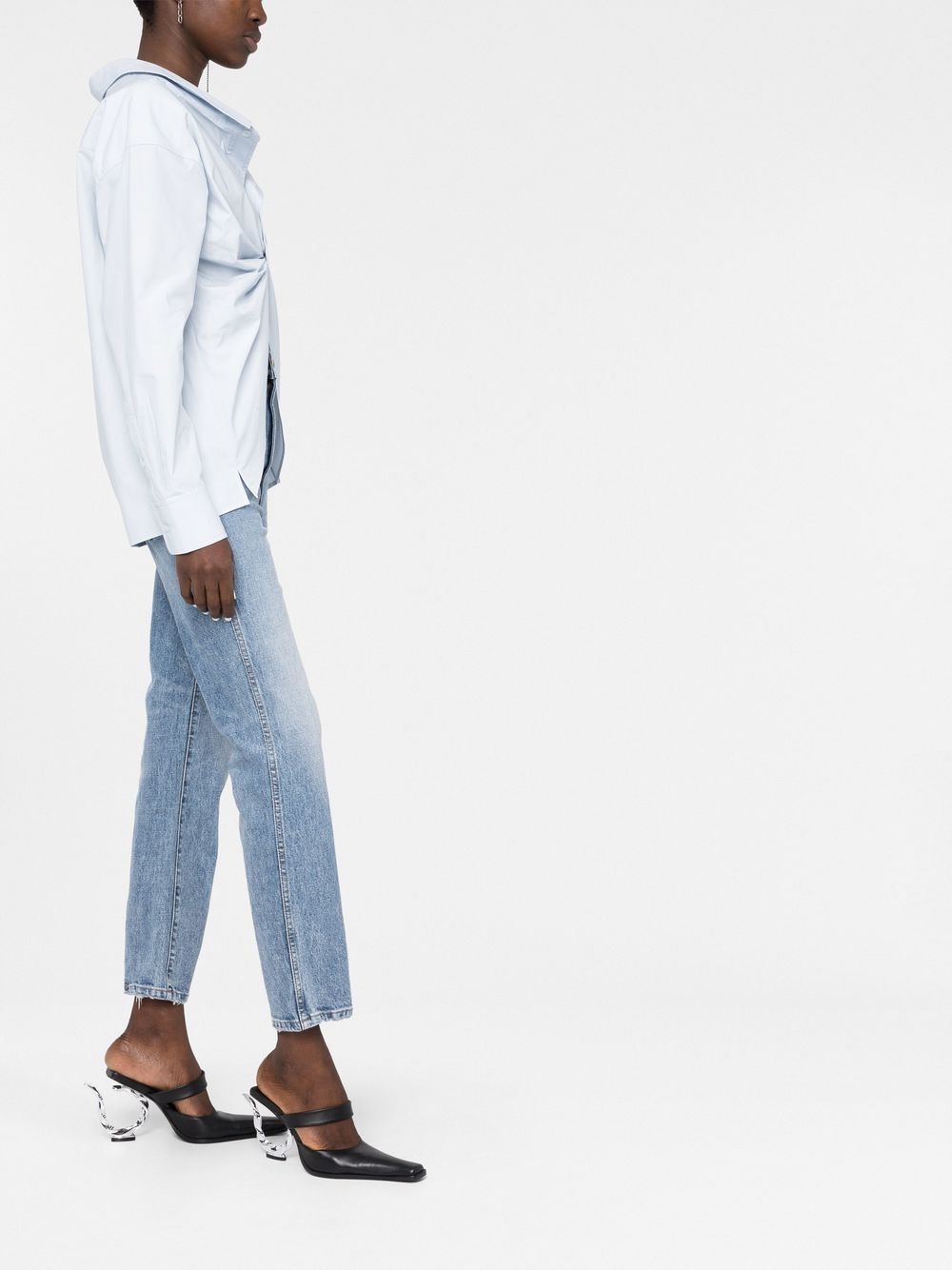 Shop Khaite Abigail High-waisted Straight-leg Jeans In Blau