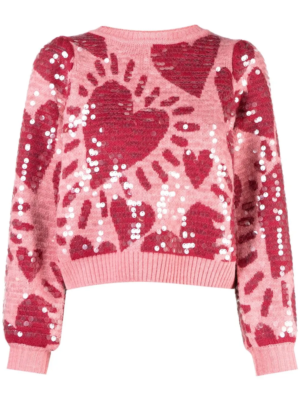 FARM RIO SEQUIN-EMBELLISHED HEART JUMPER