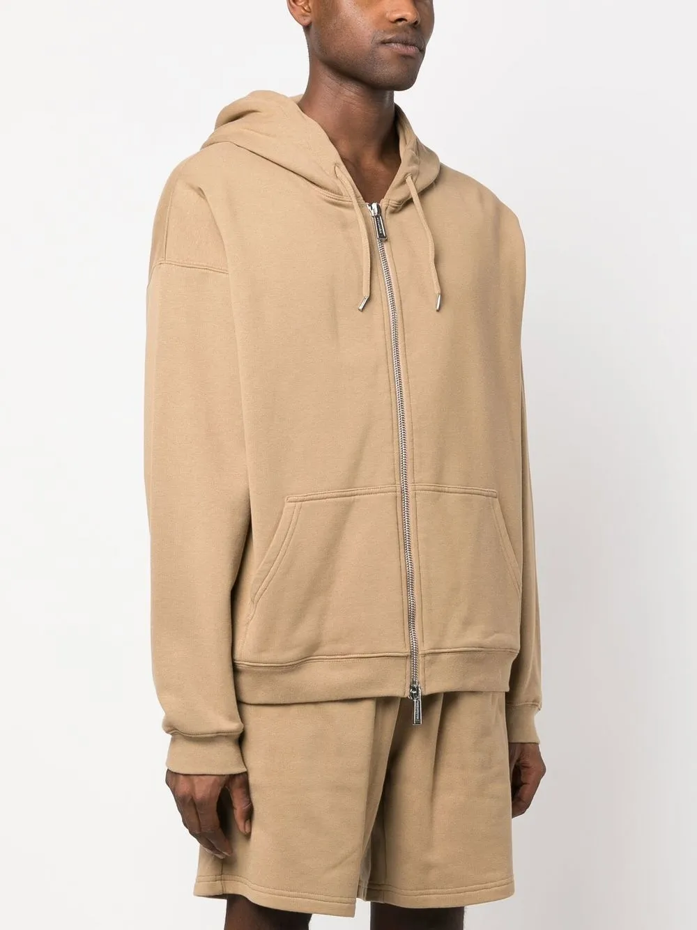 Dsquared2 Drawstring-hooded Zipped Jacket In Neutrals