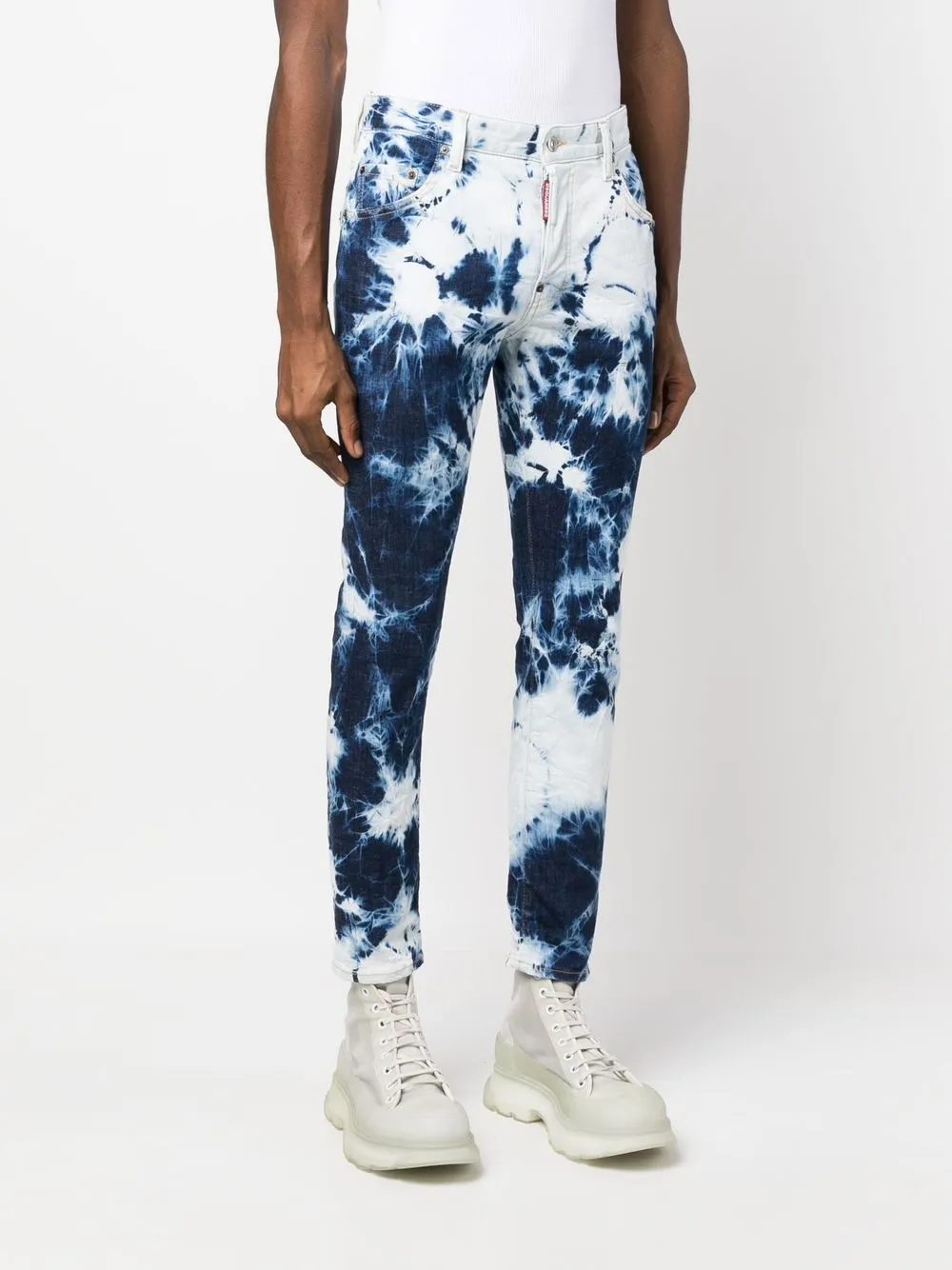 Shop Dsquared2 Tie-dye Print Straight Trousers In Blue