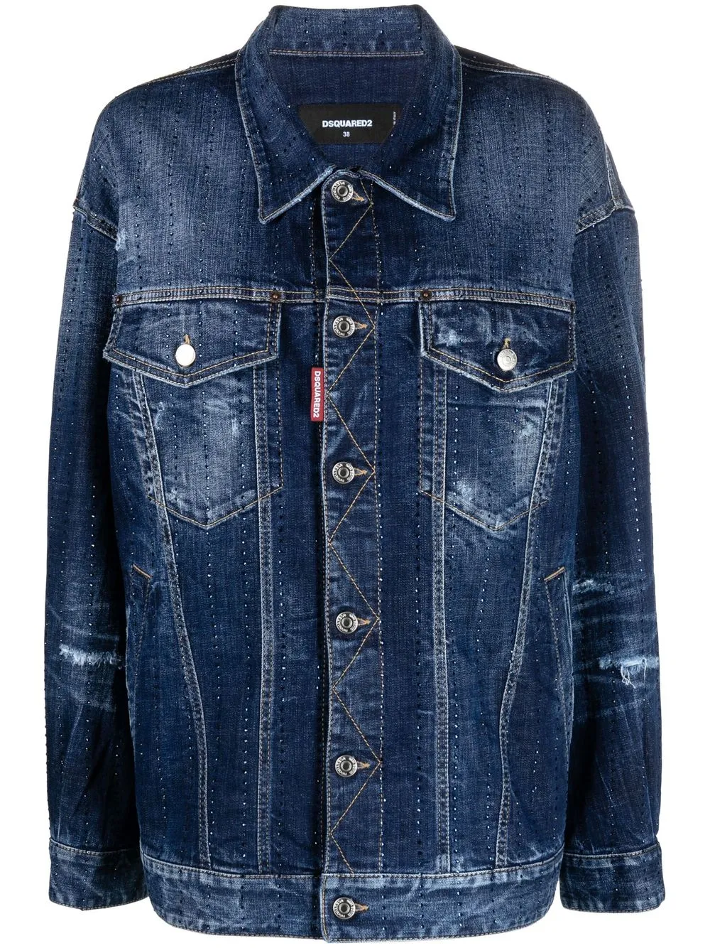 Dsquared2 Oversized Embellished Denim Jacket In Blue