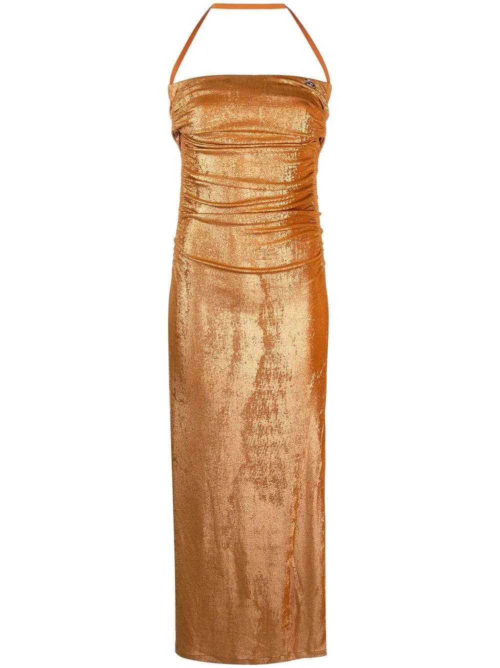 

Diesel metallic ruched halterneck dress - Gold