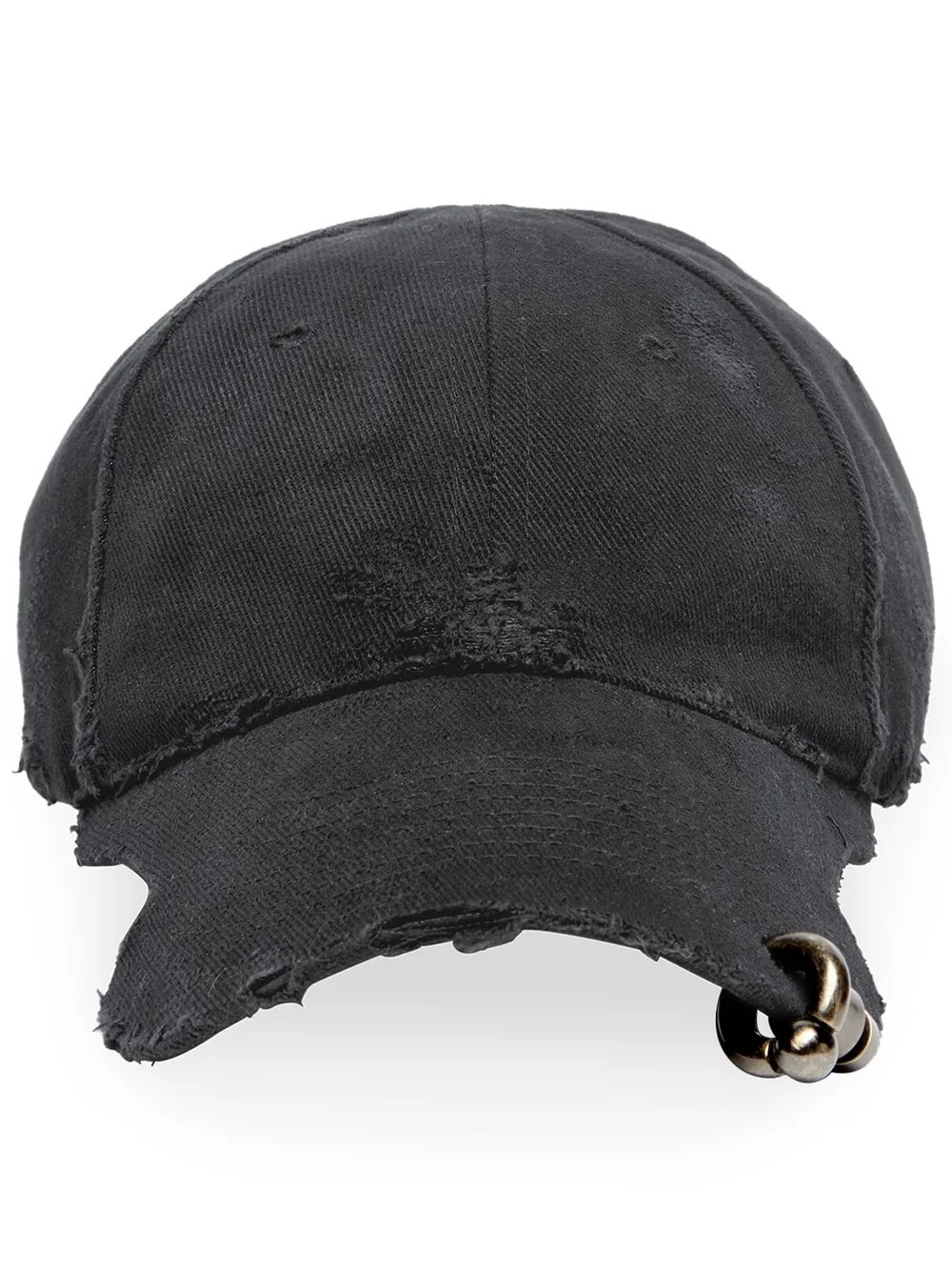 Shop Balenciaga Piercing Distressed Cap In 1071 -washed Black/white