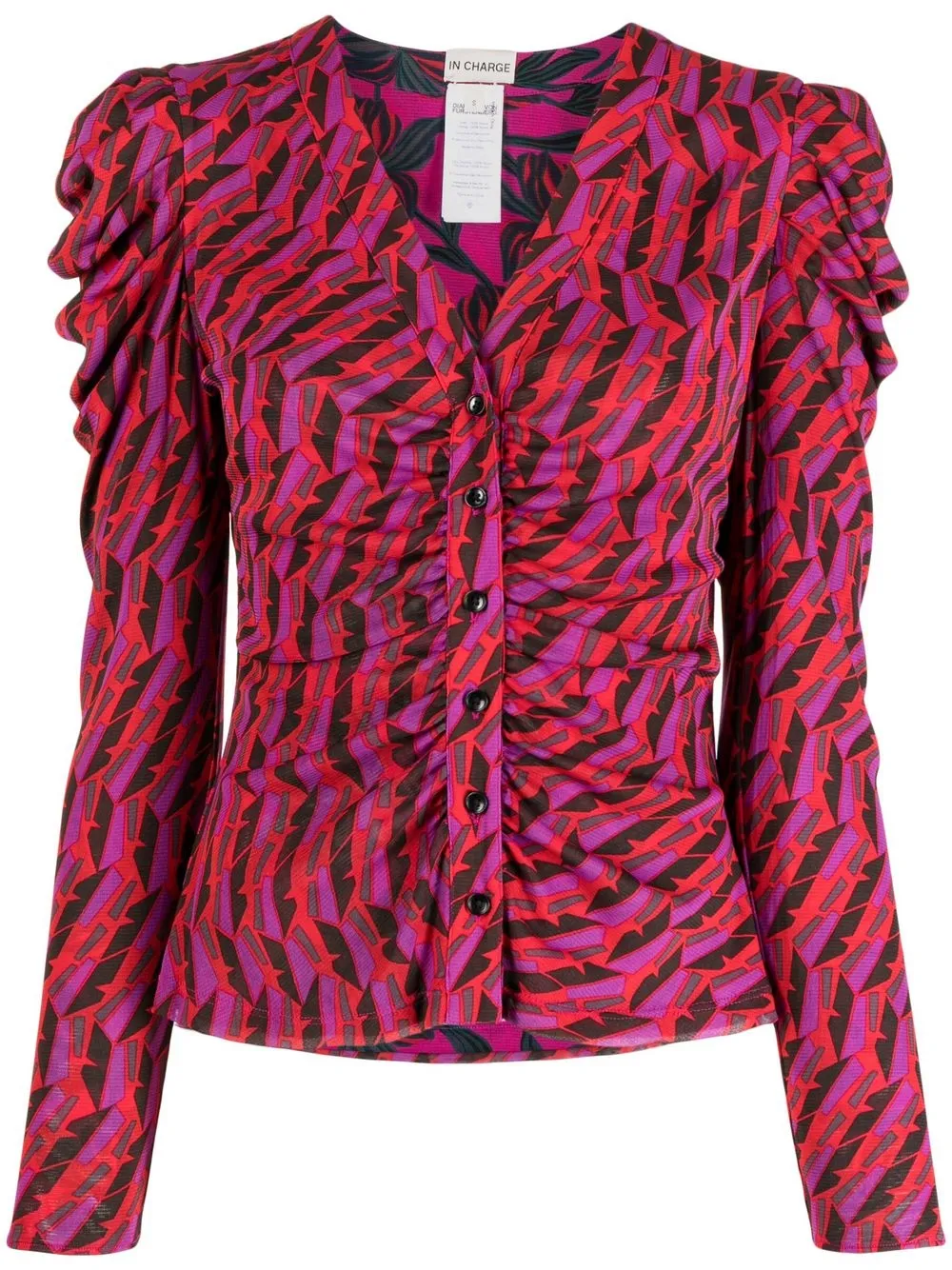 Diane Von Furstenberg Gladys Reversible Printed Stretch-mesh Blouse In Red