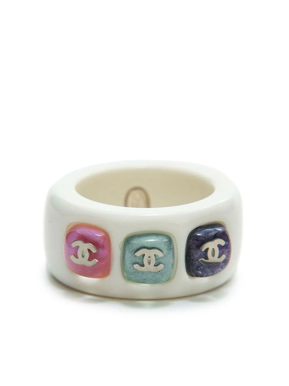

CHANEL Pre-Owned 2008-2009 Triple CC logo ring - White