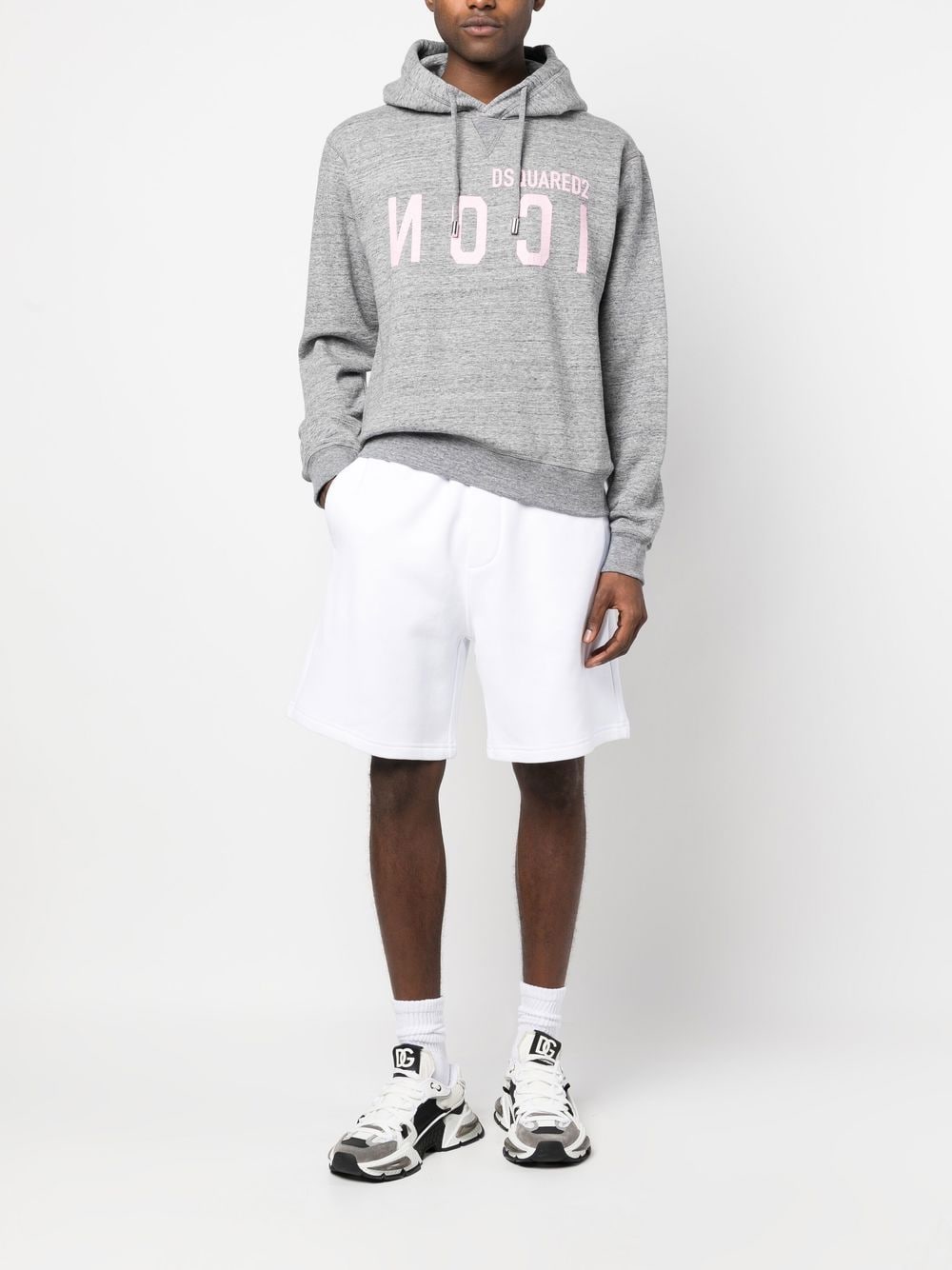 Shop Dsquared2 Reverse Icon-logo Hoodie In Grey