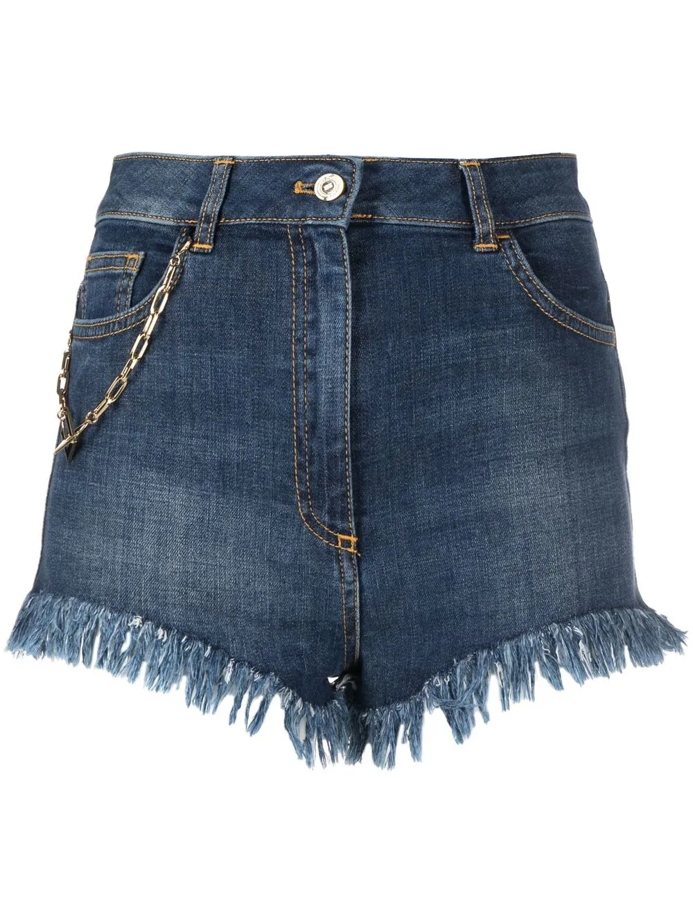 

Elisabetta Franchi shorts de mezclilla con dobladillo deshilachado - Azul