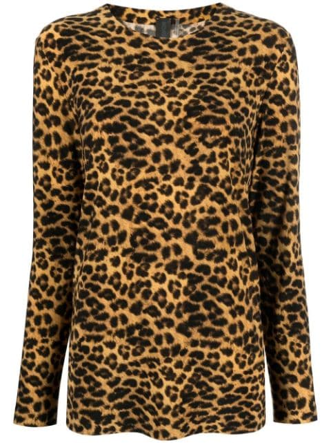 Norma Kamali leopard-print long-sleeved T-shirt