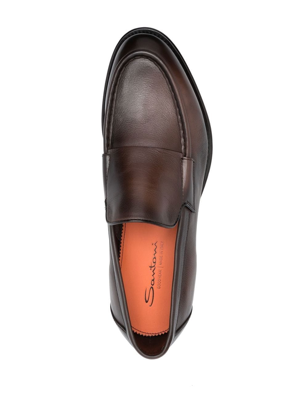 Shop Santoni Slip-on Leather Loafers In Brown