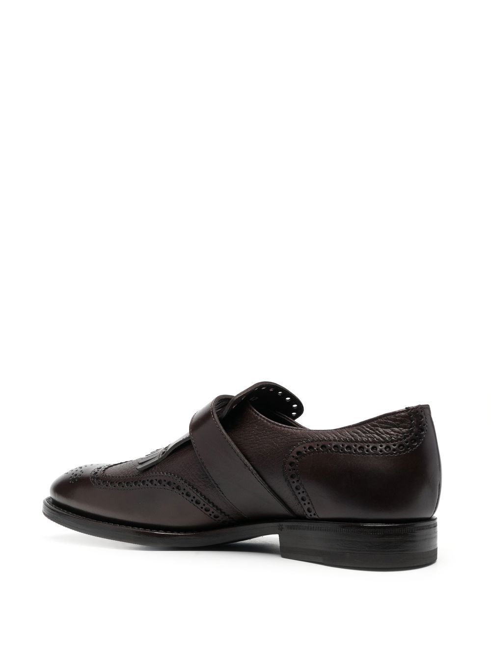 Shop Henderson Baracco Perforated Buckled Monk Shoes In Brown